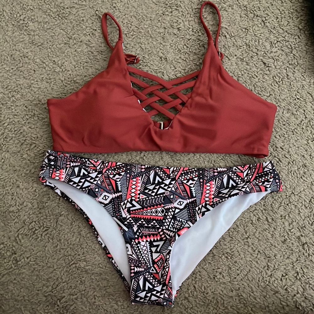 Women's Lace Up Swimsuits Low Rise Two Piece Bikini